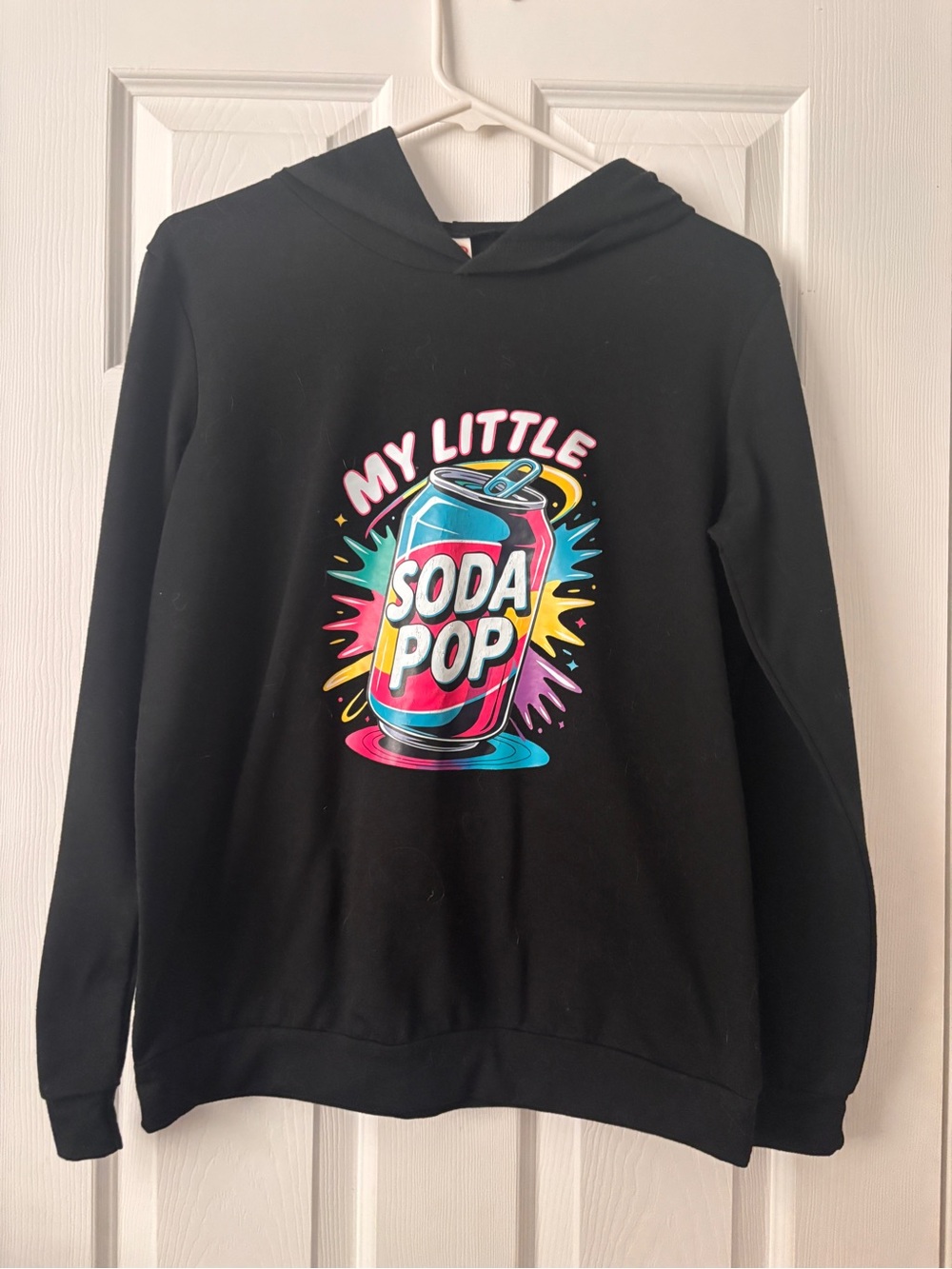Black Hoodie Top  'My Little Soda Pop' Graphic